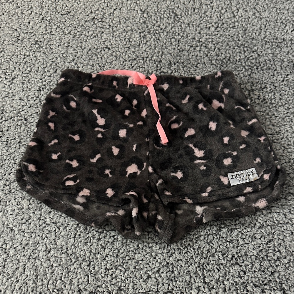 Justice Black and Pink Leopard Shorts